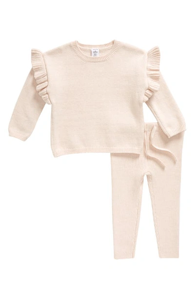 Nordstrom Babies' Ruffle Shoulder Sweater & Pants Set In Pink Morganite