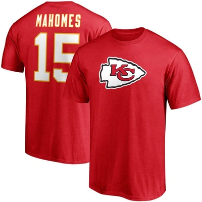 Fanatics Branded Patrick Mahomes Red Kansas City Chiefs Player Icon Name & Number T-shirt