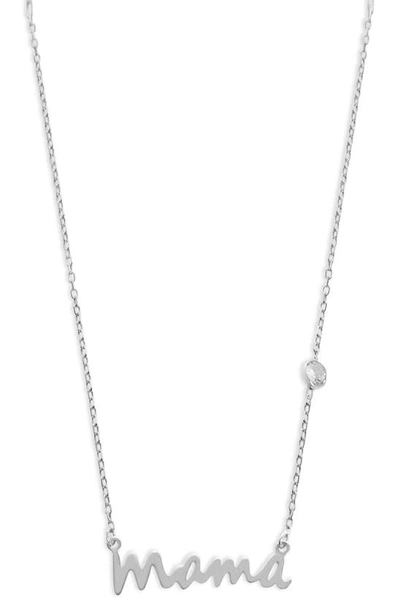 Argento Vivo 18k Gold Plated Sterling Silver Bezel Cz Scripted Mama Necklace