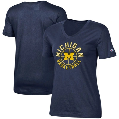 Champion Navy Michigan Wolverines Basketball V-neck T-shirt