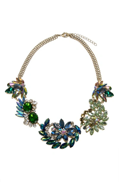 Jardin Floral Crystal Cluster Statement Necklace In Multi