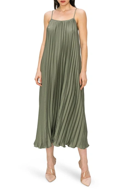 Melloday Pleated Maxi Dress In Olive | ModeSens