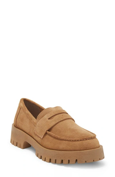 Steve Madden Lolo Penny Loafer In Tan Suede