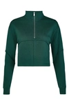 Sweaty Betty Revive Half Zip Crop Sweatshirt In Deep Emerald Green