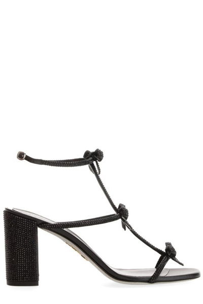 René Caovilla Cut-out Rhinestone-embellished Sandals In Black