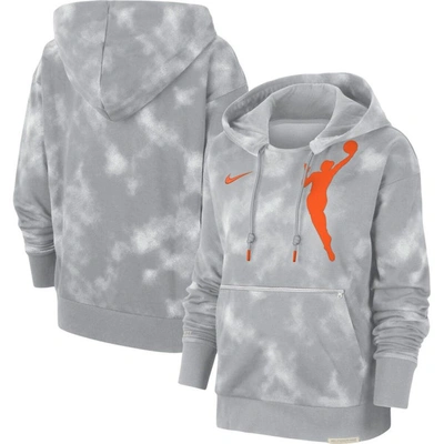 Nike Silver Wnba Logowoman Team 13 Tie-dye Pullover Hoodie In Grey