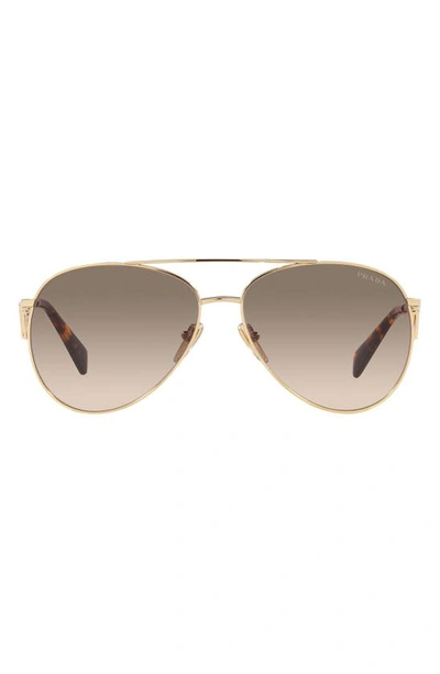 Prada 61mm Gradient Pilot Sunglasses In Pale Gold