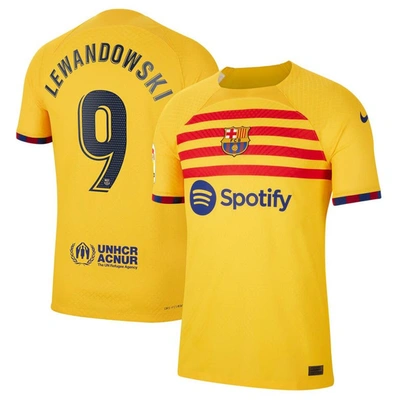 Nike Dressing Gownrt Lewandowski Yellow Barcelona 2022/23 Fourth Vapor Match Authentic Player Jersey