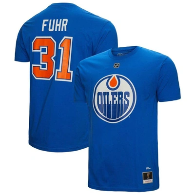 Mitchell & Ness Men's  Grant Fuhr Royal Edmonton Oilers Name And Number T-shirt