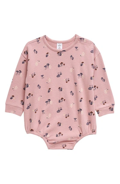 Nordstrom Babies' Long Sleeve Cotton Romper In Purple Lilas Mushrooms