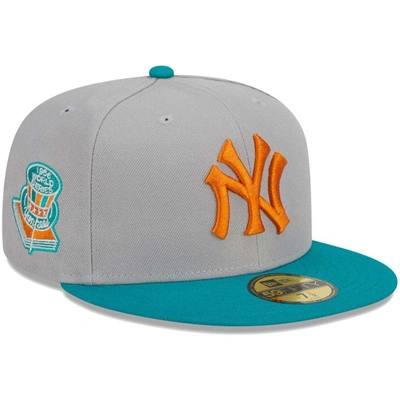New Era Men's  Gray, Teal New York Yankees 59fifty Fitted Hat In Gray,teal