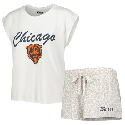 Concepts Sport Women's  White, Cream Chicago Bears Montana Knit T-shirt And Shorts Sleep Set In White,cream