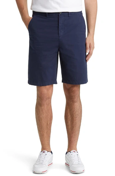 North Sails Flat Front Stretch Cotton Shorts In Navy