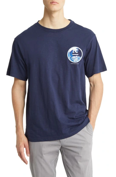 North Sails Wave Cotton Graphic T-shirt In Navy
