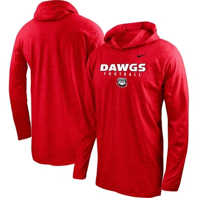 Nike Red Georgia Bulldogs Football Long Sleeve Hoodie T-shirt