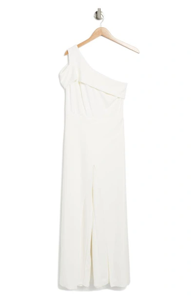 Marina One Shoulder Asymmetric Jumpsuit In Ivory
