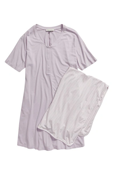 Angel Maternity Hospital Maternity Nightgown & Baby Wrap Set In Gray