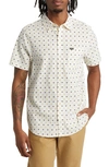 Brixton Charter Regular Fit Tropical Short Sleeve Button-up Shirt In Off White/straw/dark Earth