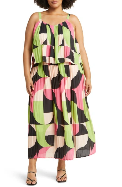 By Design Patterned Layered Maxi Dress In Parrot Green