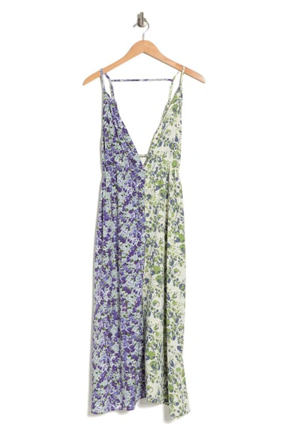 Stitchdrop Ditsy Floral Colorblock Dress In Meadow