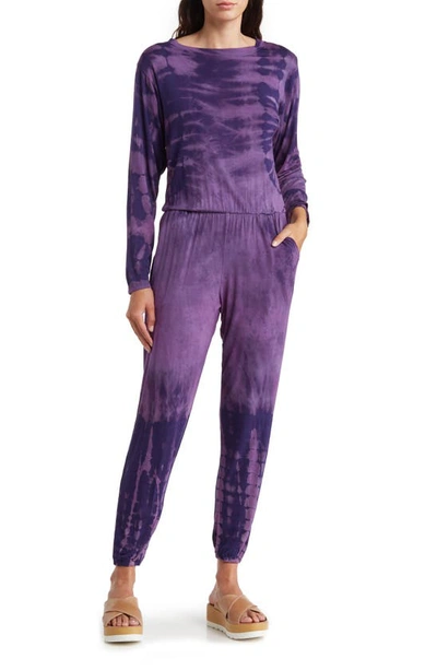 Go Couture Tie Dye Jumpsuit In Lilac Center Lace Up