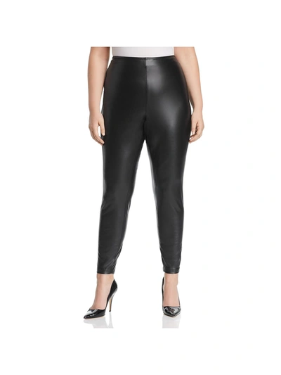 Vince Camuto Plus Womens Pleather Pull On Leggings In Black