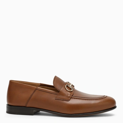 Ferragamo Leather Moccasin With Horsebit In Brown