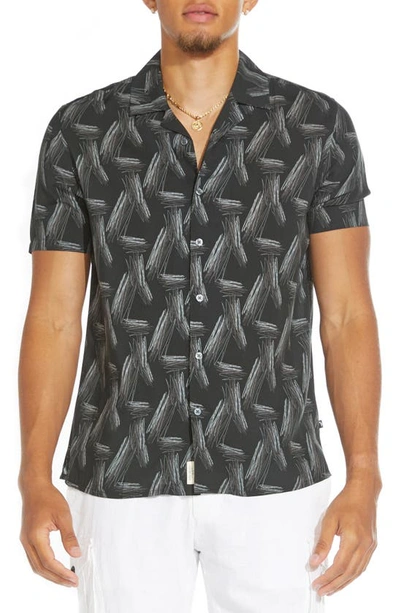 Civil Society Varadero Lines Short Sleeve Button-down Shirt In Black