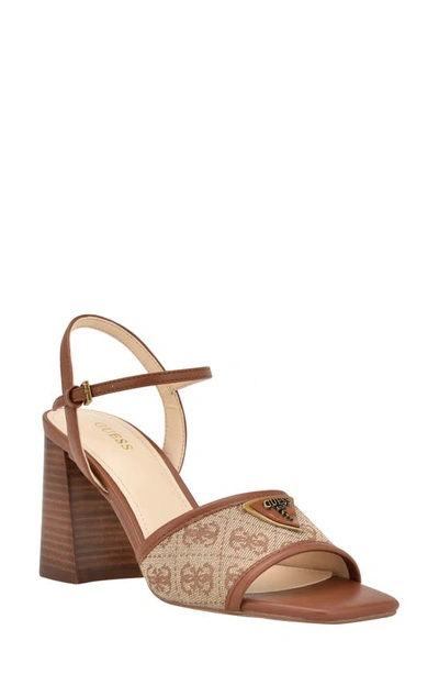 Guess Glaven Ankle Strap Sandal In Medium Brown