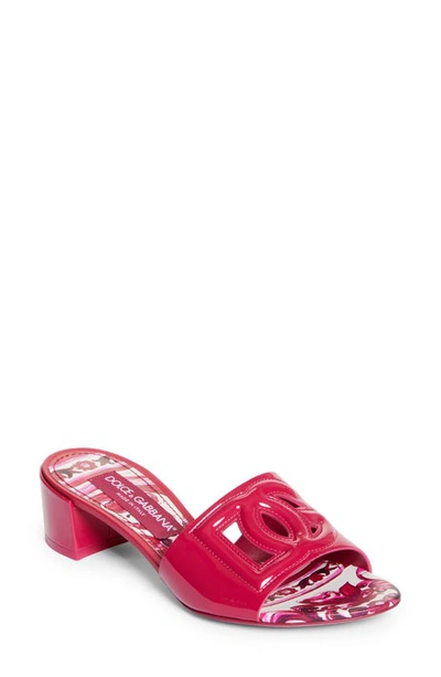 Dolce & Gabbana Dg Cutout Patent Leather Sandals In Fuchsia