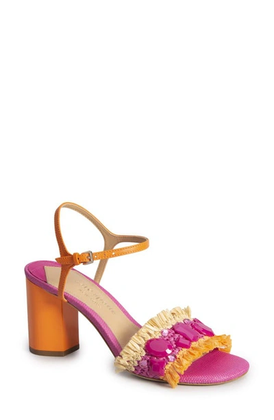 Kate Spade Bora Bora Jewel Raffia Ankle-strap Sandals In Rose Jam/natural/