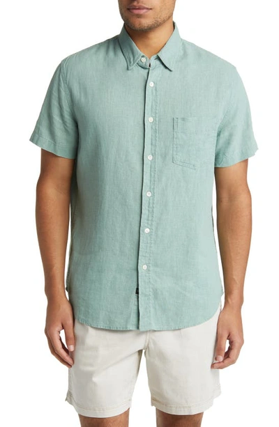 Rails Paros Short Sleeve Linen Blend Button-up Shirt In Jade