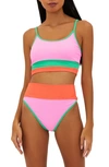 Beach Riot Emmy Colorblock High Waist Bikini Bottoms In Coral Beach Colorblock