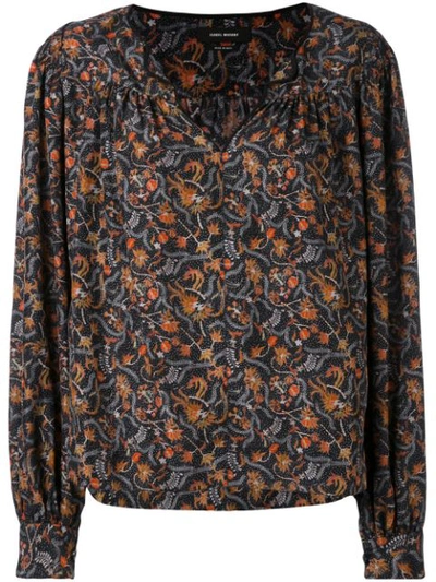 Isabel Marant Floral Print Blouse In Black