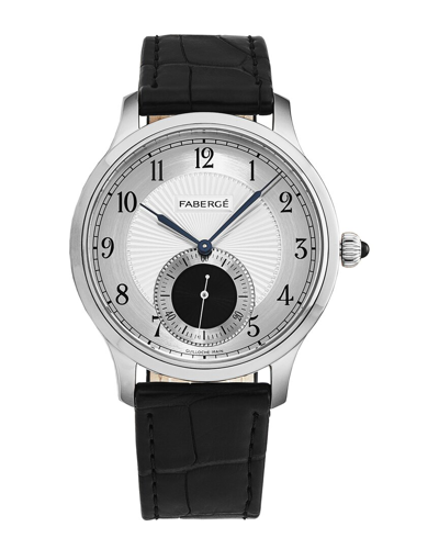 Fabergé Faberge Agathon Automatic Silver Dial Mens Watch Fab-215 In Black / Blue / Gold / Gold Tone / Silver / White