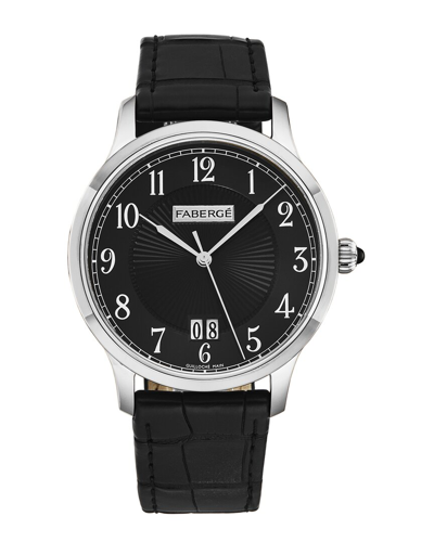 Fabergé Faberge Agathon Automatic Black Dial Mens Watch Fab-206 In Black / Gold / Gold Tone / White