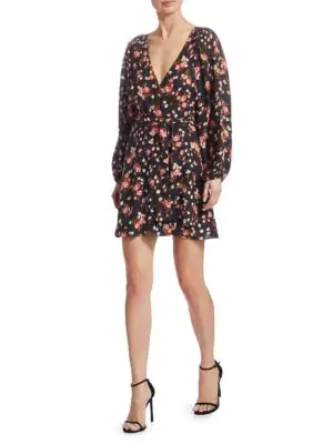 silk floral wrap dress