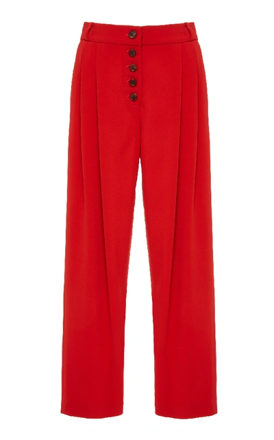 A.l.c Russel Cropped Button-fly Crepe Pants In Red