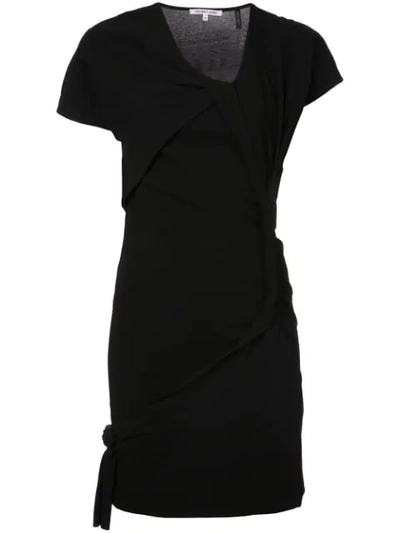 Helmut Lang Knot Twisted Crewneck Tee Dress In Black