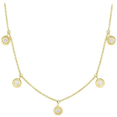 Roberto Coin Five Diamond Drop Station Necklace 530009aychx0 In Yellow