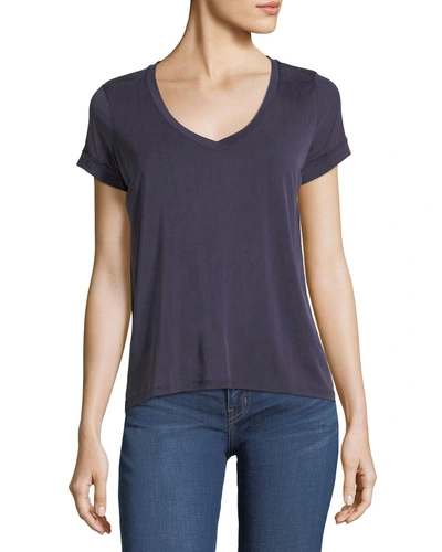 Majestic Rolled-cuff Linen T-shirt In Violet
