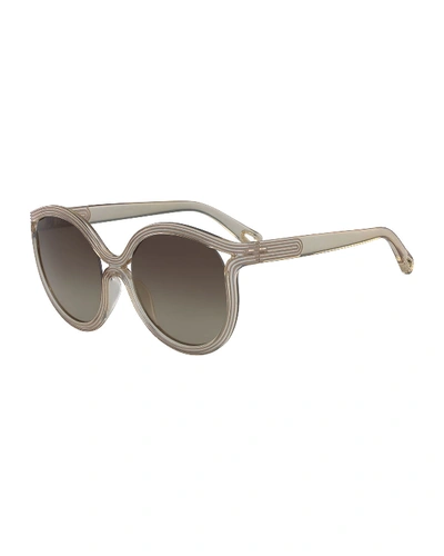Chloé Rita Cat-eye Plastic Sunglasses In Neutral Pattern