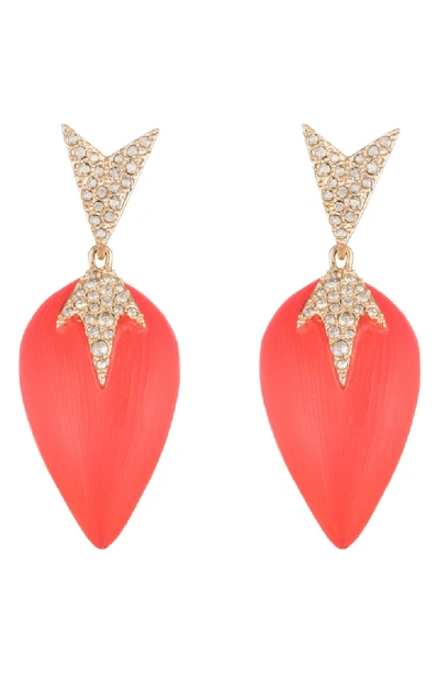 Alexis Bittar Crystal Encrusted Lucite Dangle Earrings In Coral