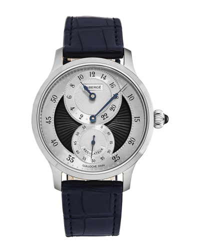 Fabergé Faberge Agathon Hand Wind Silver Dial Mens Watch Fab-216 In Blue / Gold / Gold Tone / Silver / White