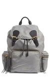 Burberry Medium Rucksack Runway Nylon Backpack, Thistle Gray In Thistle Grey