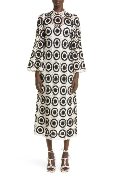 Zimmermann Wide-sleeve Crocheted Dress In Print