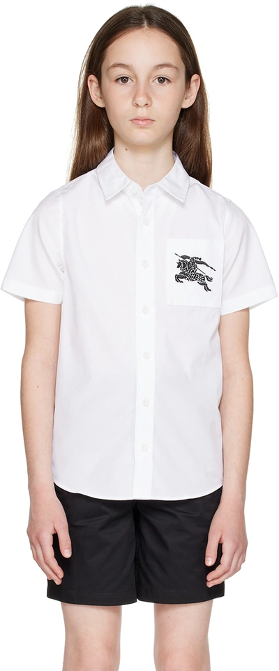 Burberry Ekd Embroidered Short-sleeve Shirt In White