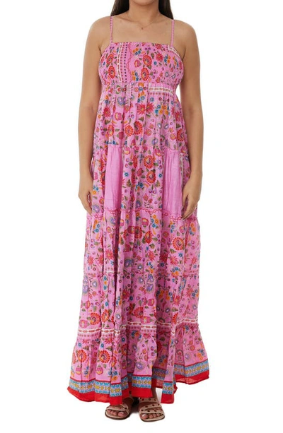 Ranee's Strapless Cotton Blooming Cover-up Dress In Pink