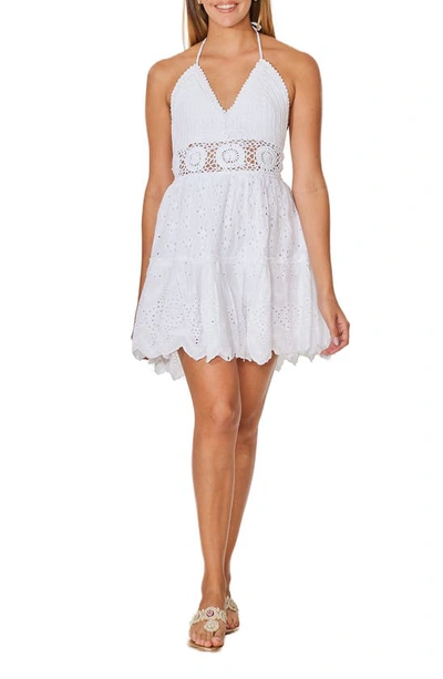 Ranee's Halter Neck Cotton Crochet Dress In White