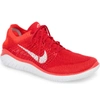 Nike Free Rn Flyknit 2018 Running Shoe In University Red/ White/ Crimson